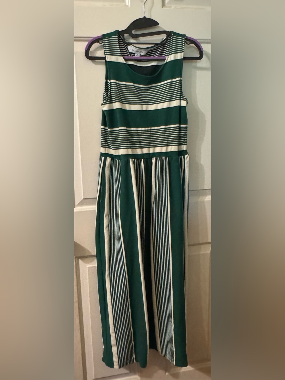 41 Hawthorn Green and Cream Striped Sleeveless Maxi Dress